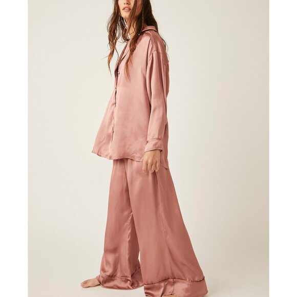 FREE PEOPLE Dreamy Days Solid PJ Set / Smoke Rose - Picture 2 of 10